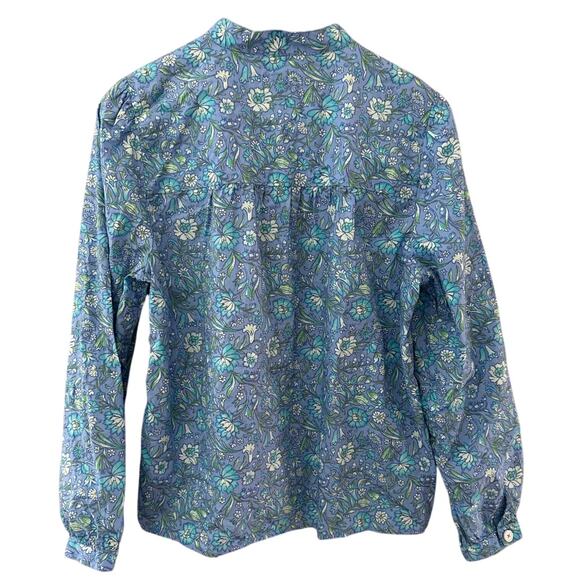 J. Crew Cotton Poplin Floral Fresco Top Blue Size Medium - Picture 4 of 9